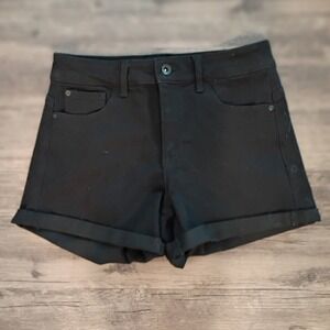Ariya Jeans Womens Black Cuffed Denim Shorts Size 7/28 Stretch Casual‎ Summer